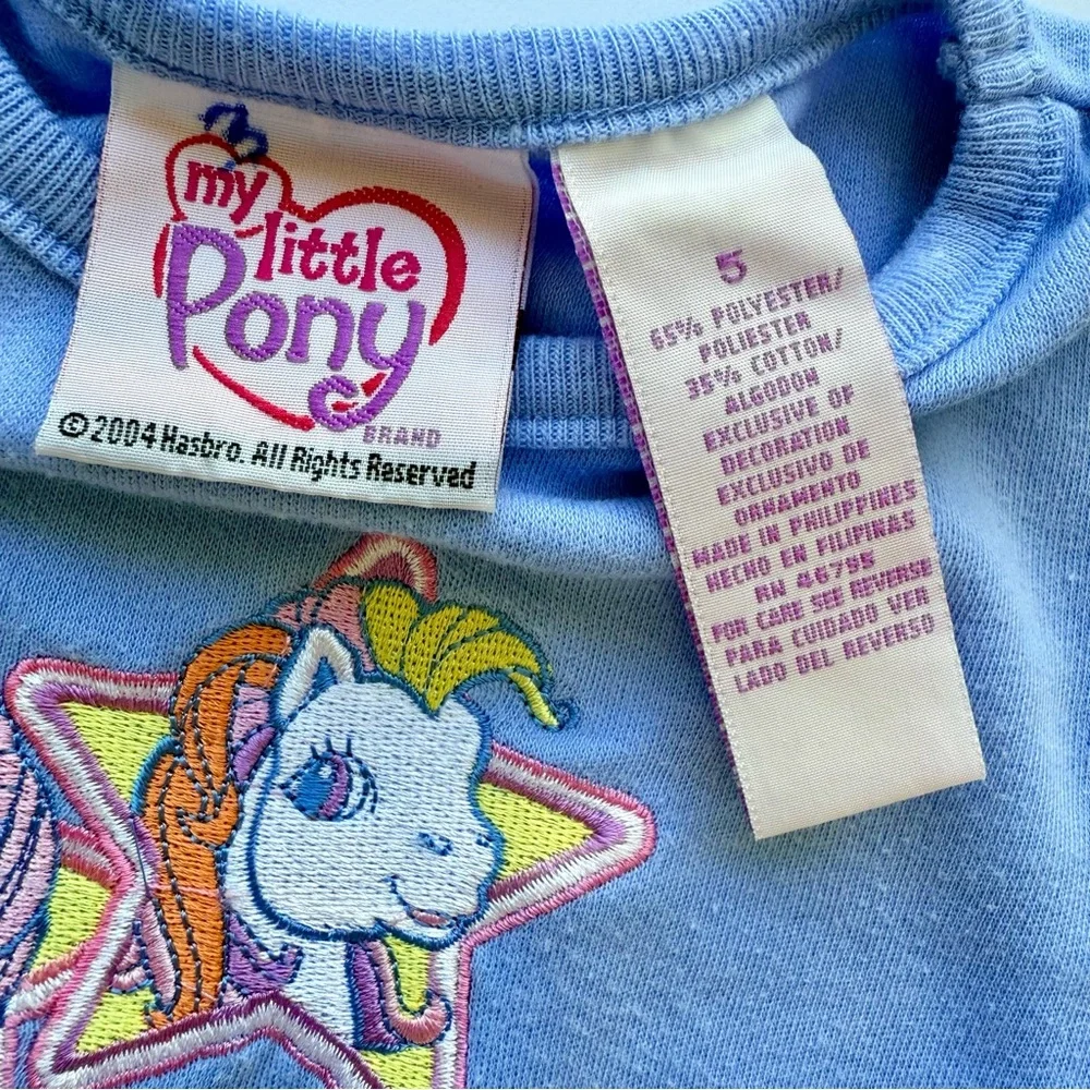 2004 Hasbro Embroidered My Little Pony Girls T-shirt size 5 RARE!!! Vintage Y2K